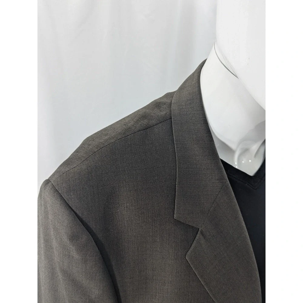 Jos Bank Blazer Coat Sport Suit Jacket 100% Wool Brown Green Crosshatch 46XLong